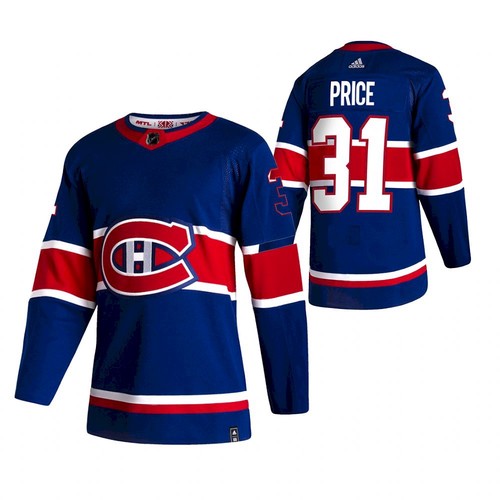 Men's Montreal Canadiens #31 Carey Price 2021 Blue Reverse Retro Stitched Jersey